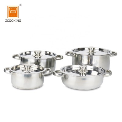 8Pcs  Hot Sale Stainless Steel Cookware Set With Steel Handle