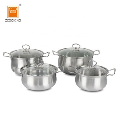 Hot sale Stainless Steel 6Pcs Cookware Set/Soup Pot With Glass Lids