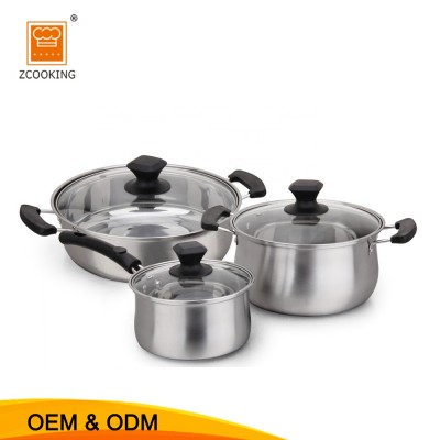 3PCS Stainless Steel Cookware Set Soup Pot  Cookware Set With Milk Pot