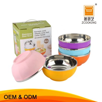 Korean Stainless Steel  Anti Shock Anti Hot Color Bowls