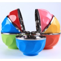 Hot sell colorful 6pcs kids bowl set 15cm stainless steel food bowl