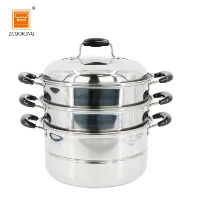 Kitchen 3 Layers  Stainless steel Steamer Food Pot With Visual Lid