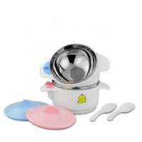 Food Grade Lovely Hot Water Keep Food Warmer Stainless Steel Baby Feeding Bowl with Spoon