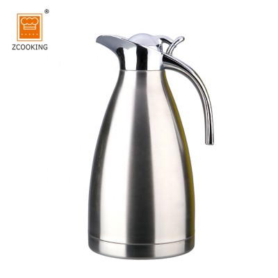 Silver Coffee Tea Pot 1.0L/1.5L/2.0L  Stainless Steel Double Wall Vacuum Insulated Pot Thermos Jug Hot Water Bottle